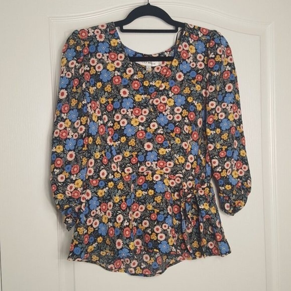 Floral Wrap Style Blouse Shirt Lily White